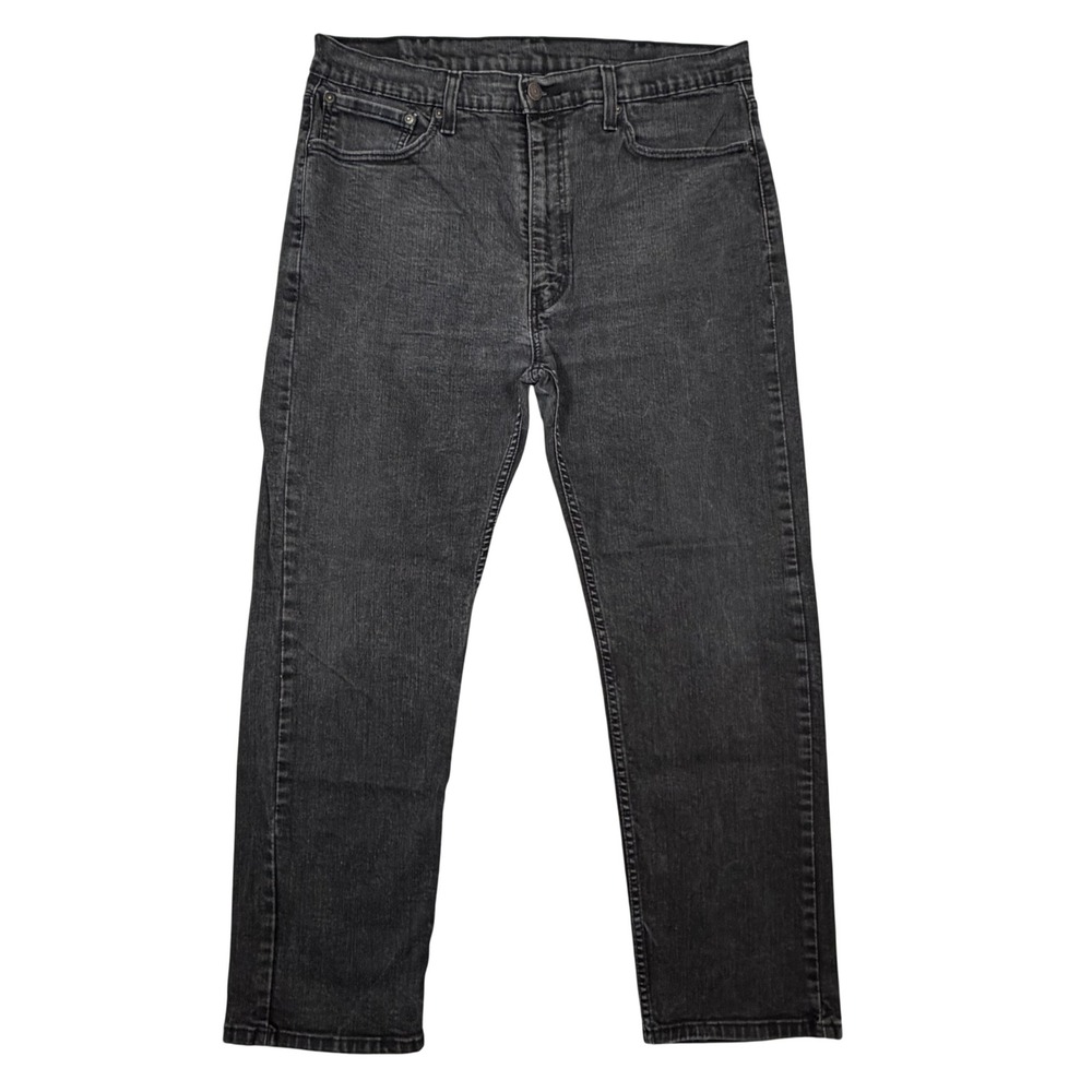 Levi's 505 Regular Fit Men's Black Jeans Size 34x28 Straight Leg Faded Denim